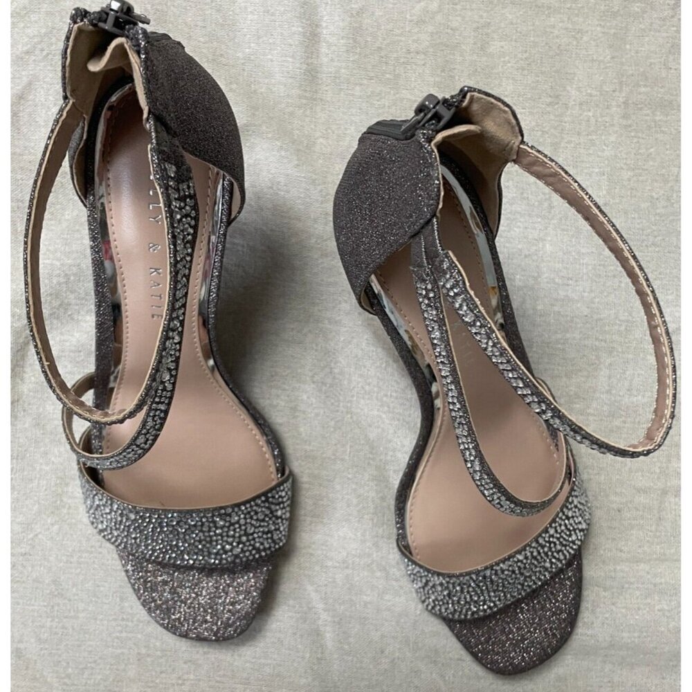 Kelly & Katie Nielle Strappy Glitter Sandal Heel Sz 9.5M (41) Evening Party 4" - Picture 6 of 12